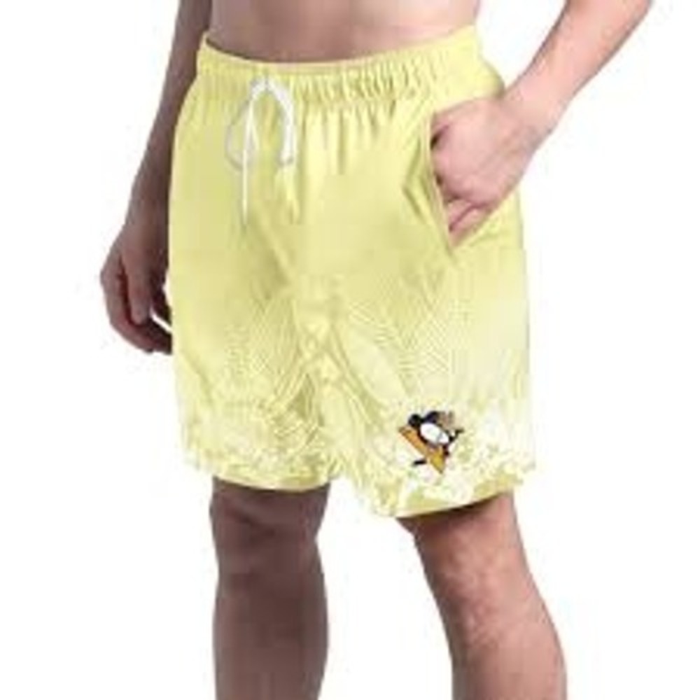 Margaritaville Island Reserve Mens NHL Pittsburgh Penguins Swim Trunks Yellow M